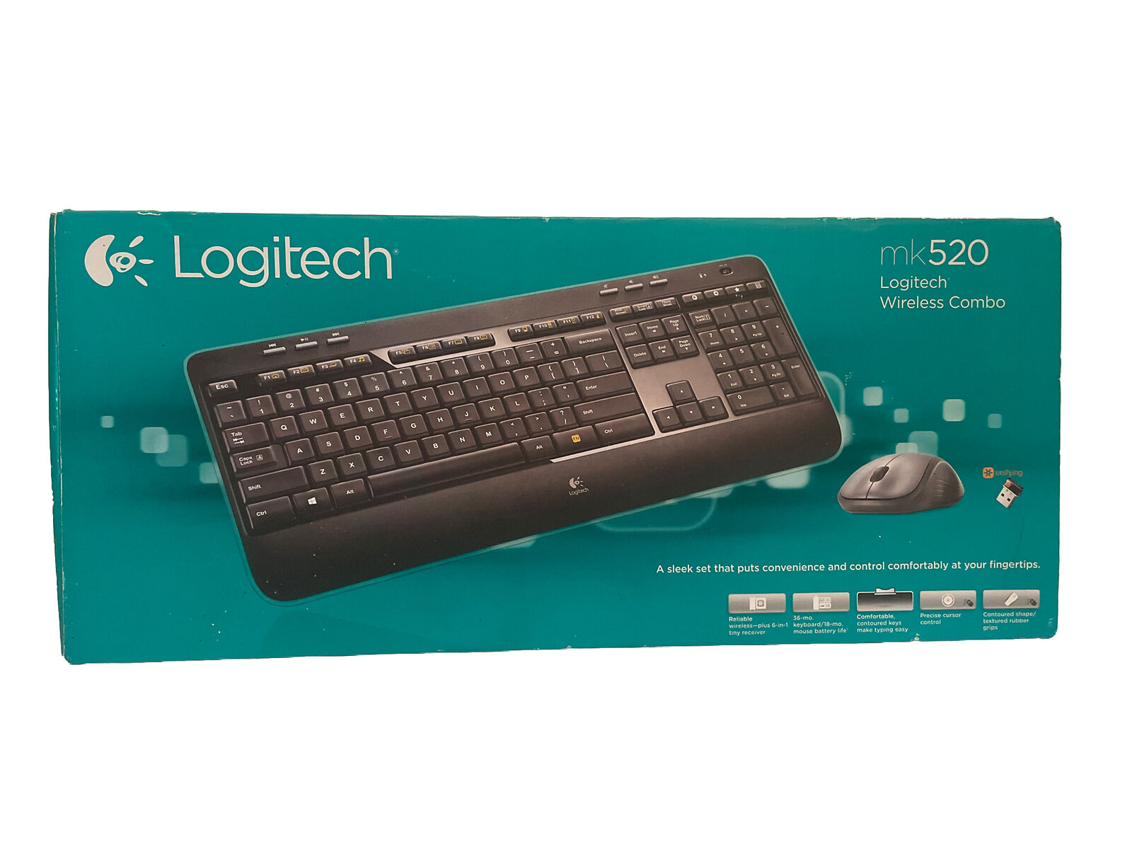 New Logitech Wireless Desktop MK520 Keyboard & Mouse Combo PC