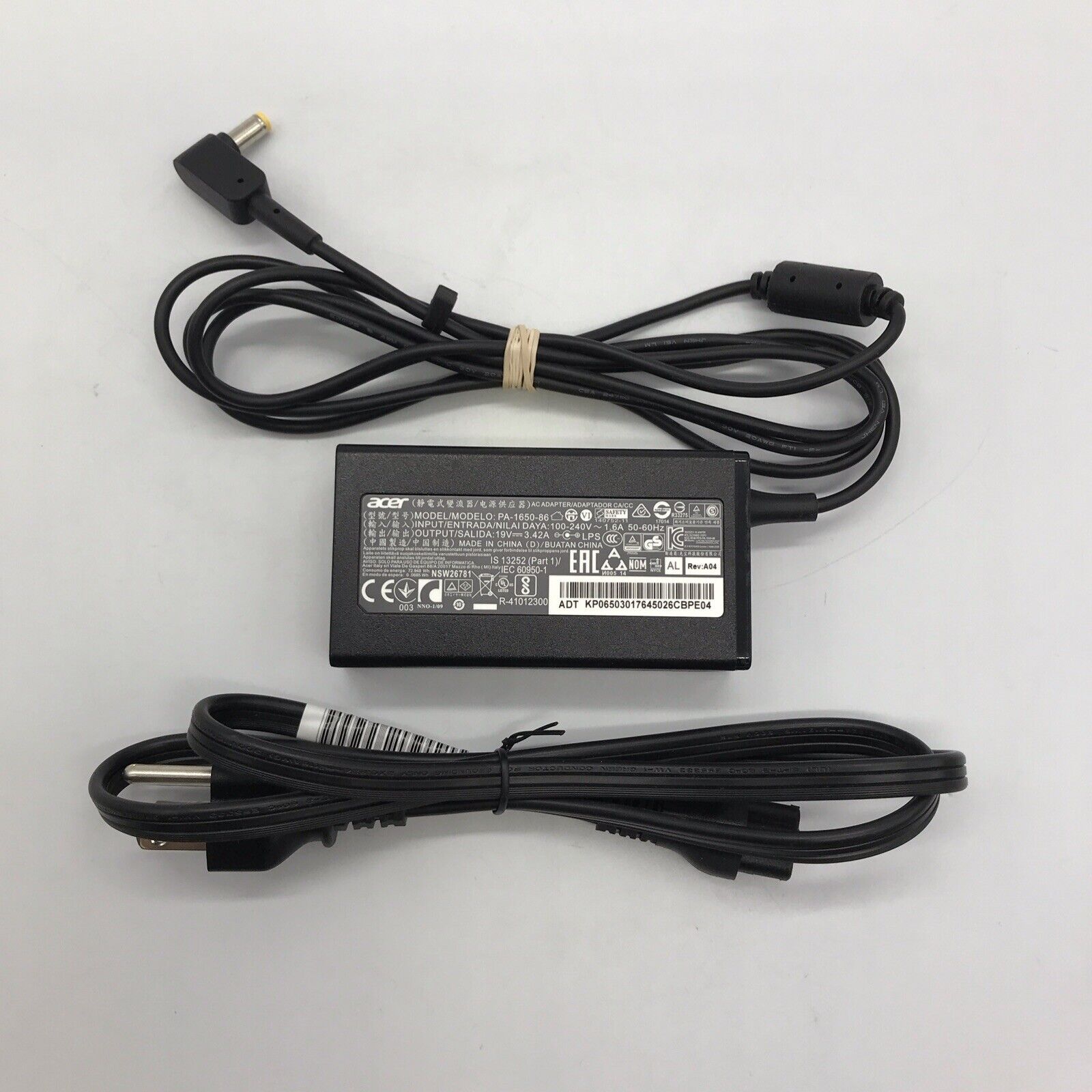 Genuine OEM Acer 65W 19V 3.42A Power Adapter PA-1650-86 - Yellow Barrel
