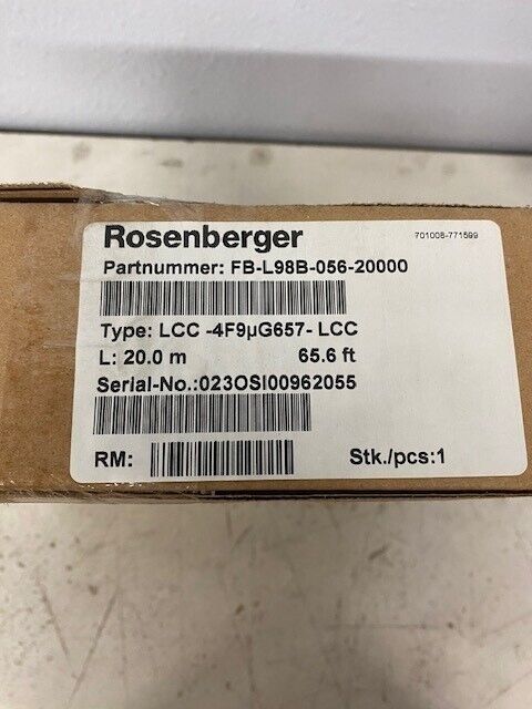 FB-L98B-056-20000 - Rosenberger 20M Rugged In/Outdoor OFNR 4-Fiber Dual Jumper