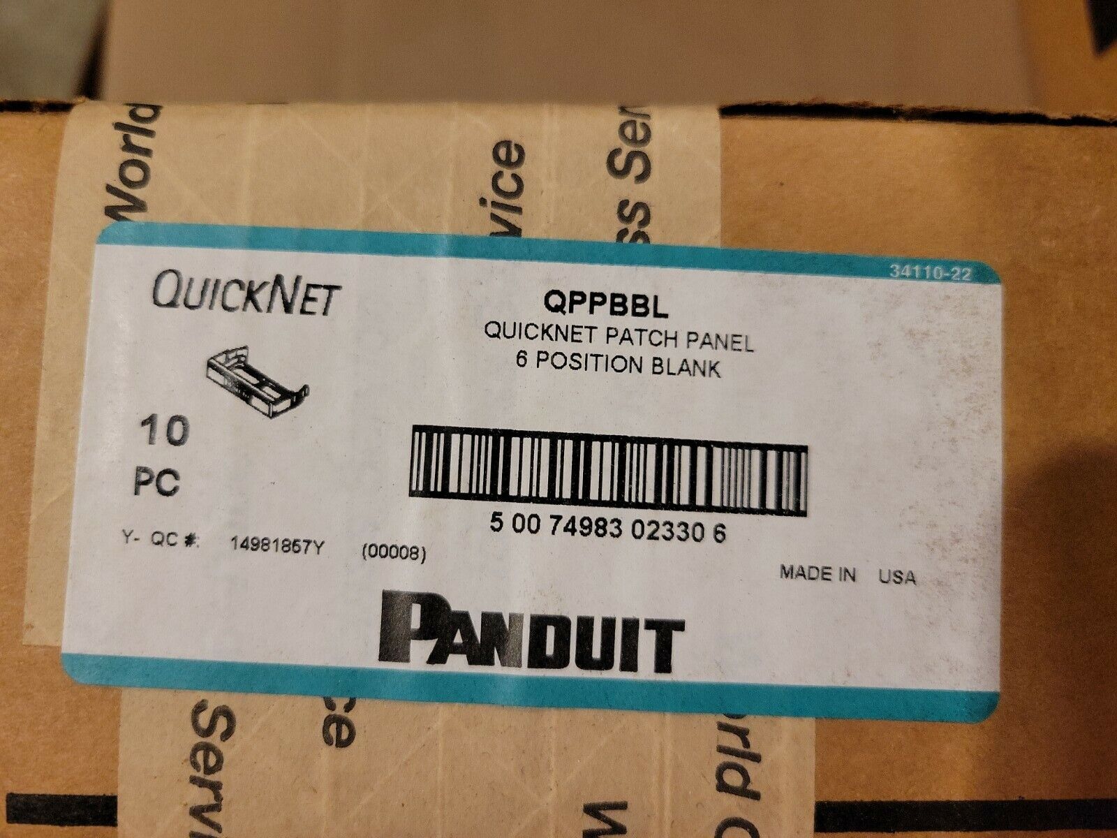 QPPBBL--PANDUIT--Box of 10--QuickNet Patch Panel 6 Position Blank--NEW