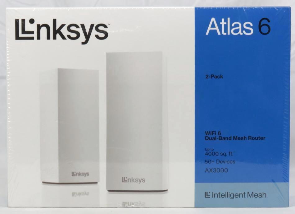 2-Pack Linksys Atlas-6 Dual-Band Mesh Routers Wi-Fi AX3000 MX2002 White NEW wBox