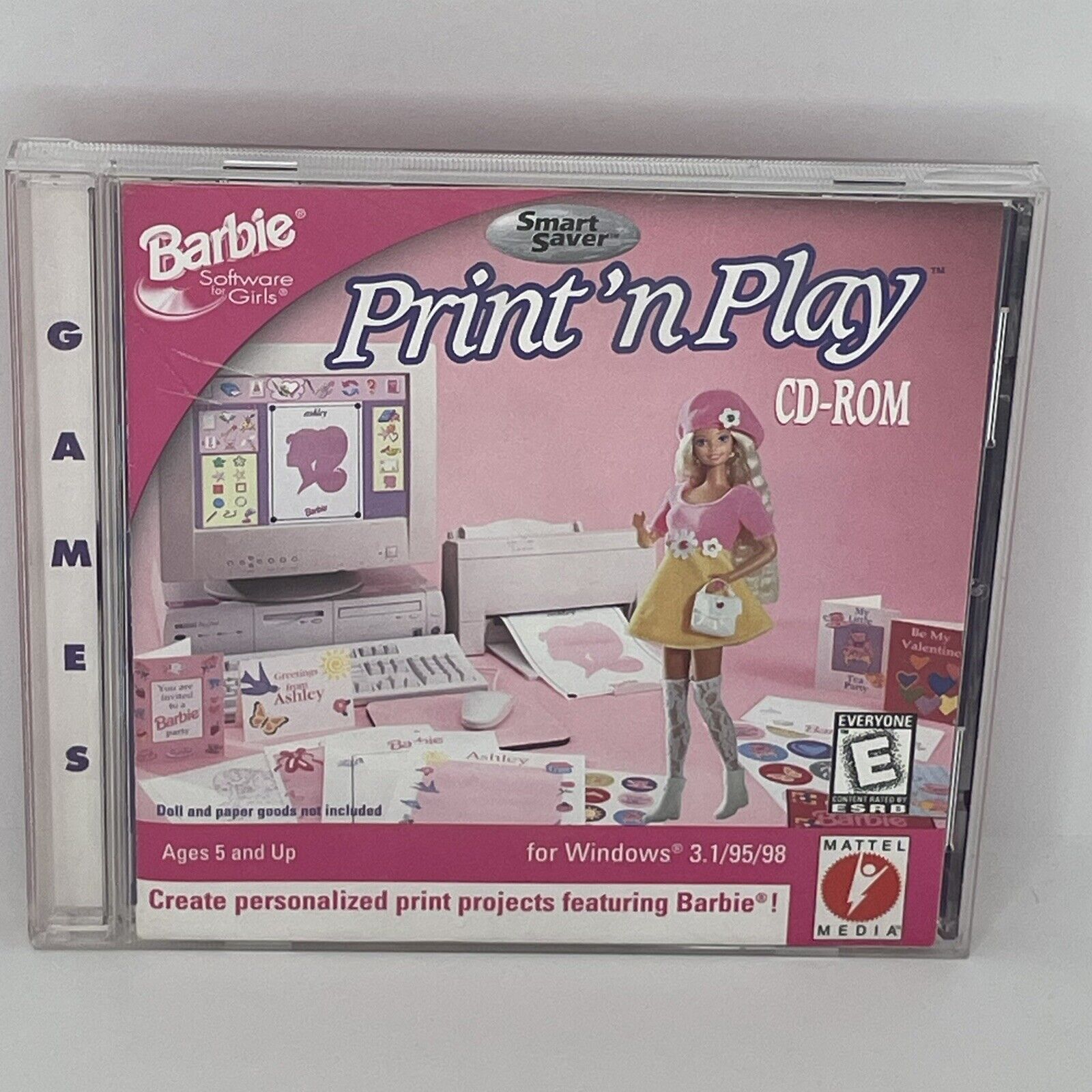 Barbie Software for Girls Print 'n Play CD for Windows 3.1/95/98