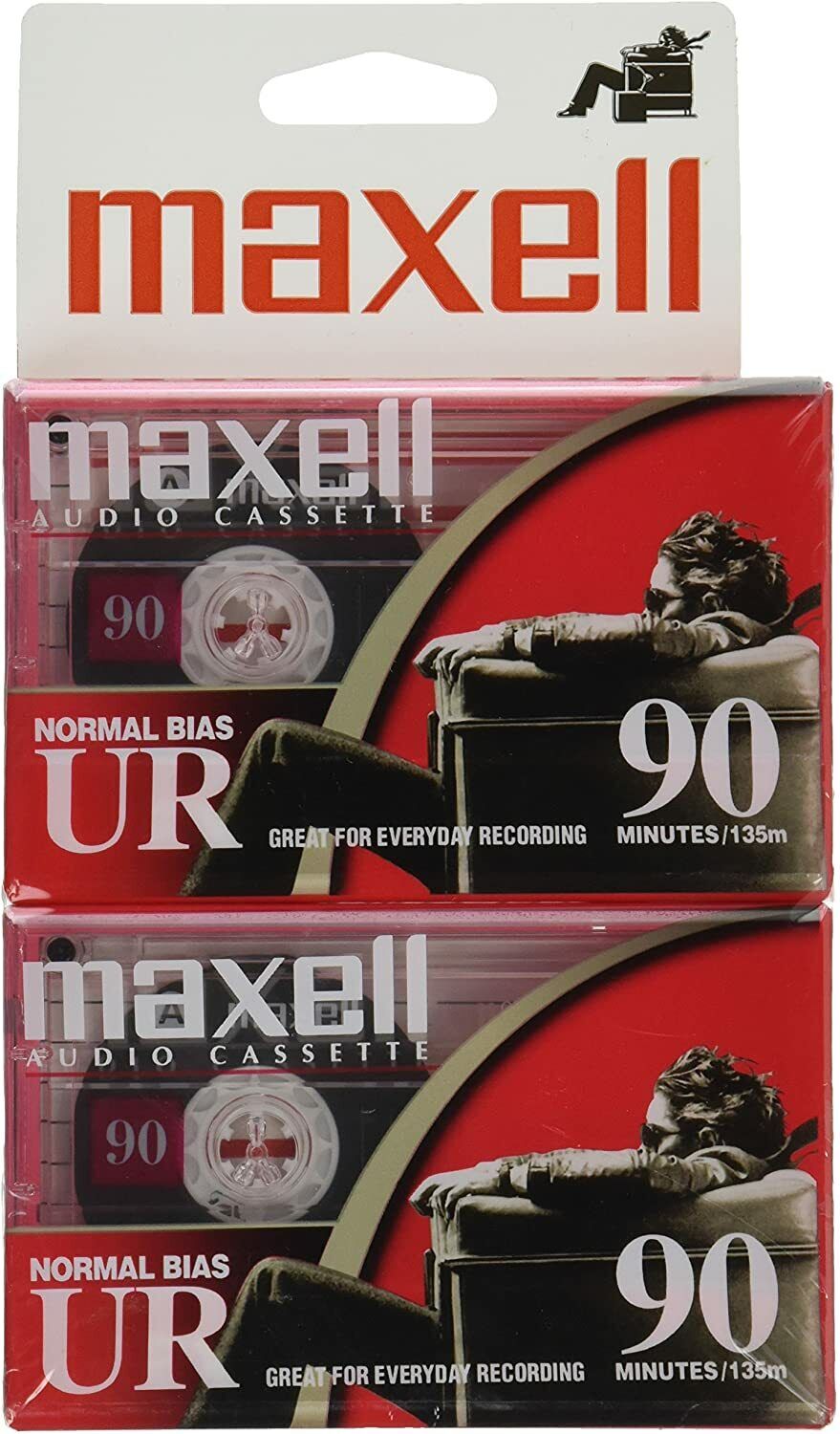 Maxell Audio Recording Cassette Tape UR-90 Blank (2 Pack) 90 Min Normal Bias 