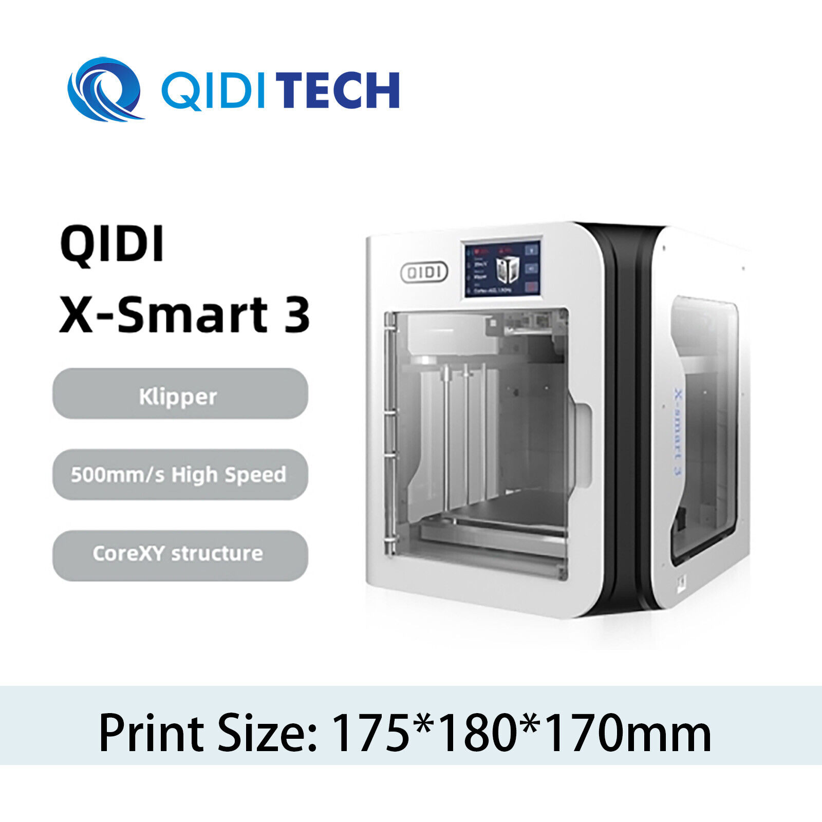 QIDI X-Smart3 3D Printer 500mm/s High-SpeedDesktop FDM 3D Printers for Beginners