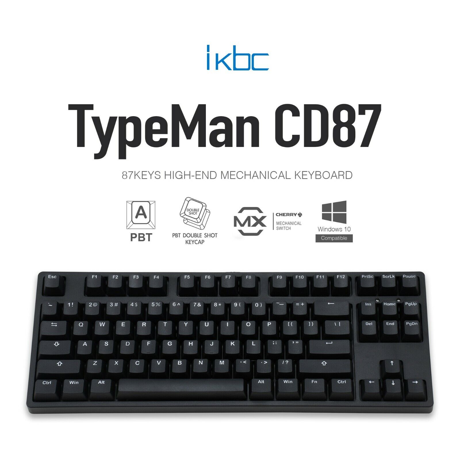 iKBC CD87 v2 Mechanical Ergonomic Keyboard with Cherry MX  Switch, Tenkeyless