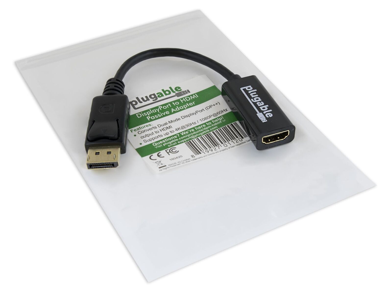Plugable Technologies DisplayPort to HDMI Passive Adapter - Supports Windows and