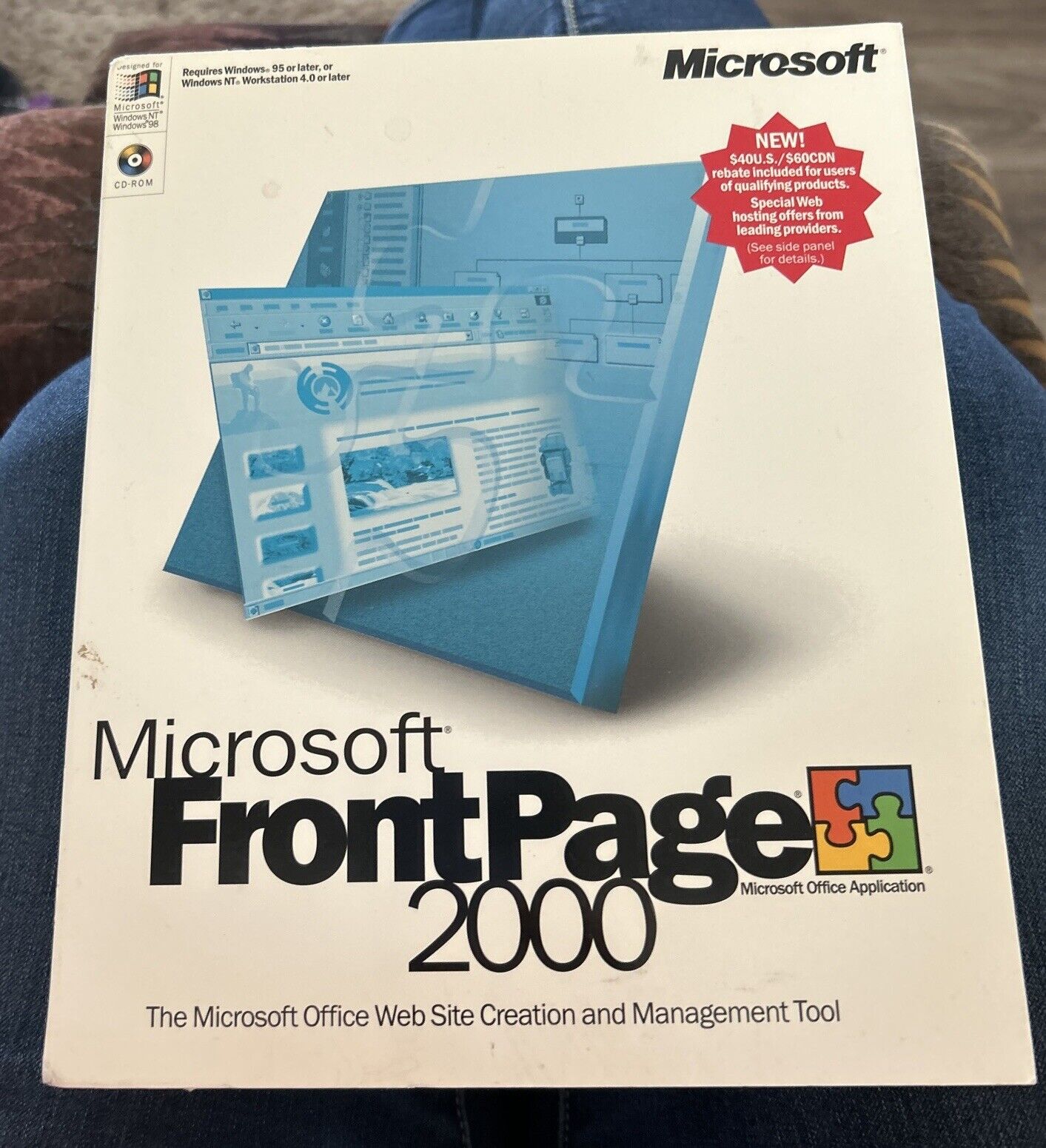 Microsoft FrontPage 2000 Open Box CD-ROM For Windows 95 98 NT 2000