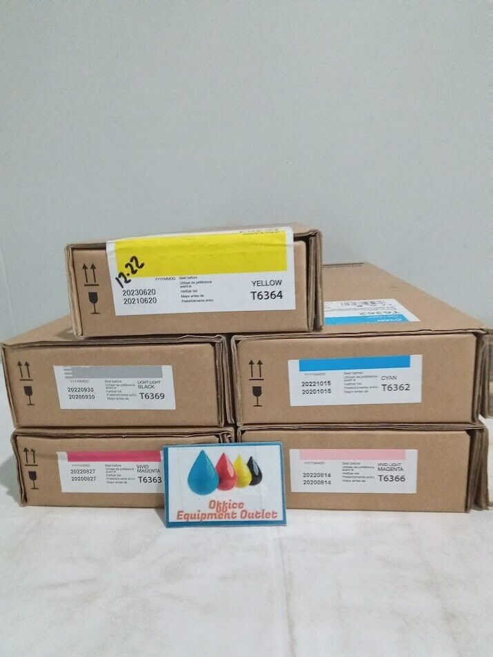 Epson T6364 T6369 T6362 T6363 T6366 UltraChrome HDR Ink Cartridge Lot of 5