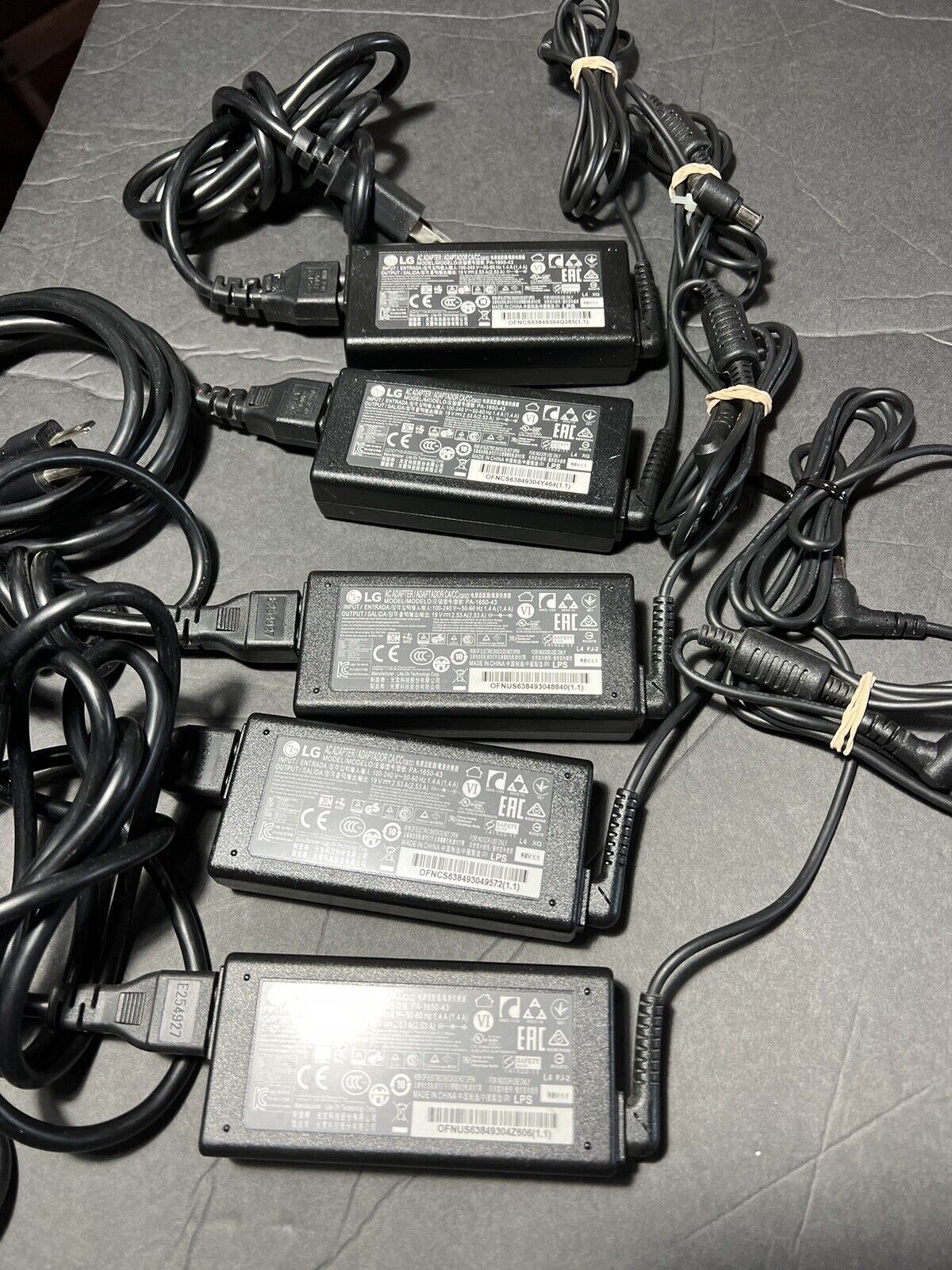 Lot of 5 Genuine OEM PA-1650-43 LG AC Adapter Power Supply Cord 19V 2.53A 