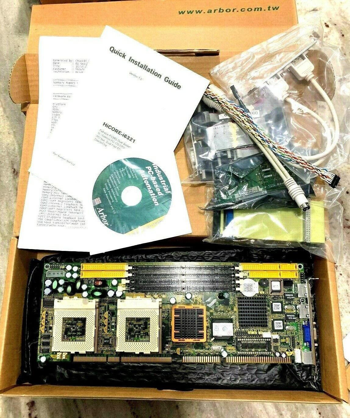 ARBOR HiCORE-i6321VL2 Full-size, S370 DUAL P3 CPU CARD W/2x FAST LAN, CRT & DOC