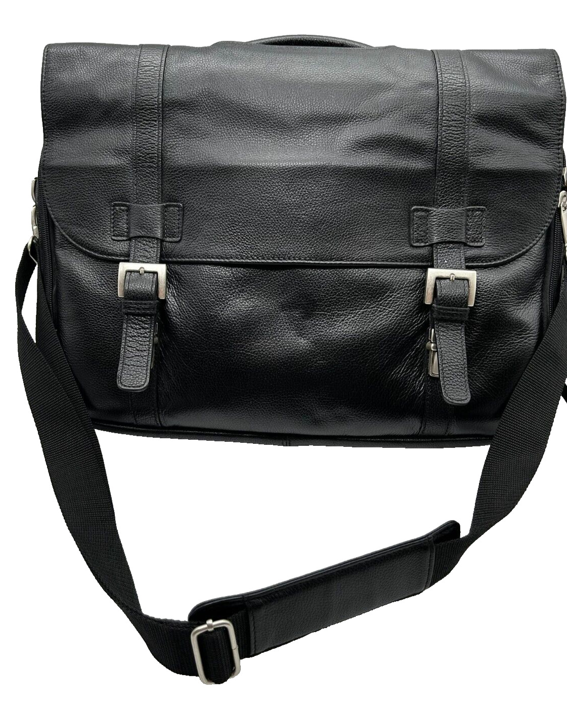 Wilsons Leather Unisex Black Leather Work Messenger Briefcase Laptop Career Bag