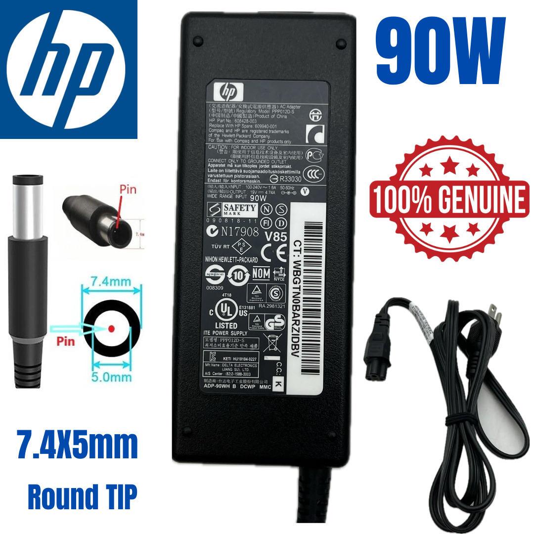 HP 90W AC Adapter For HP Pavilion 23-q014 23-q116 23-q214 7.4x5.0mm tip w/cord