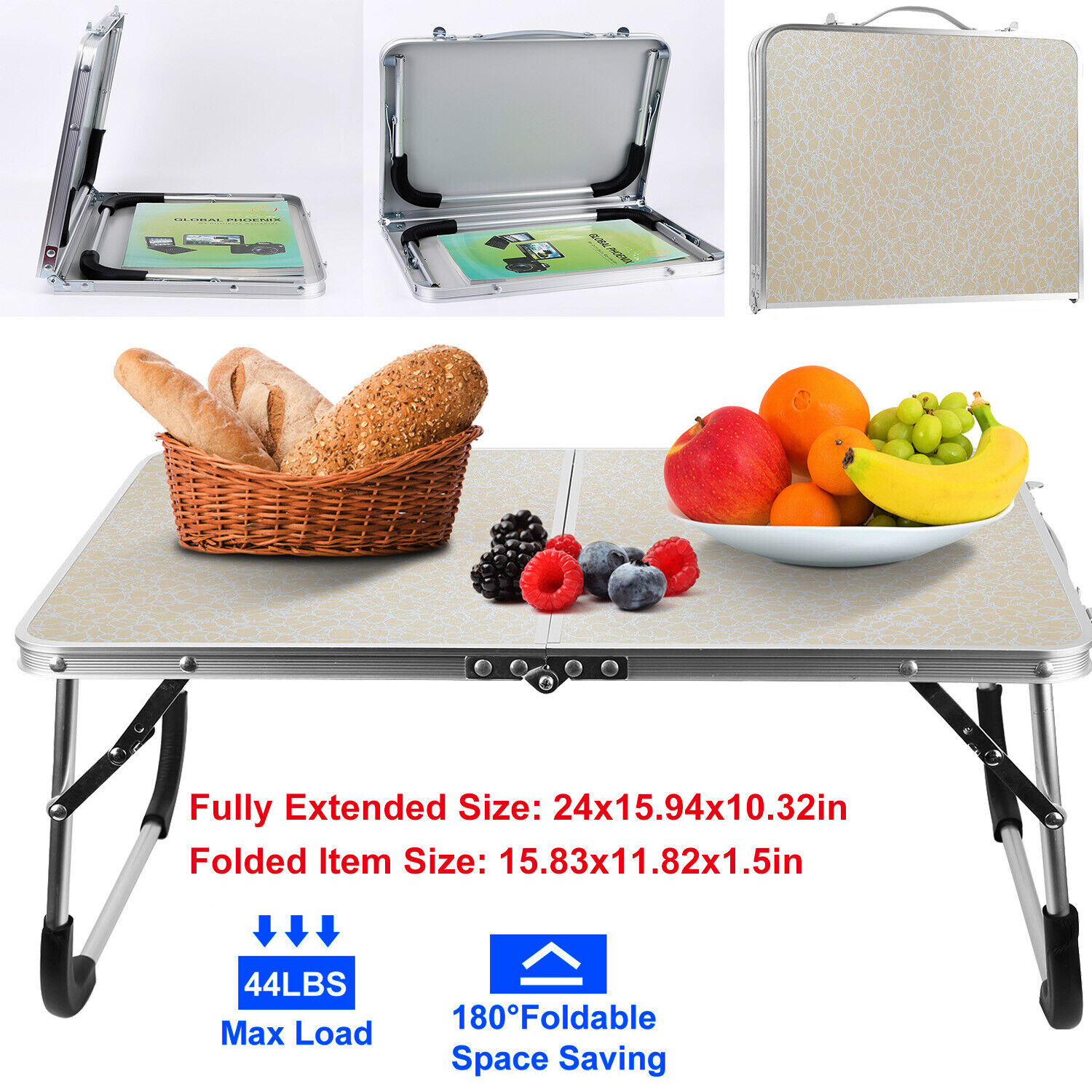 Portable Mini Foldable Picnic Camping Table Aluminum Sofa Bed Laptop Desk Tray
