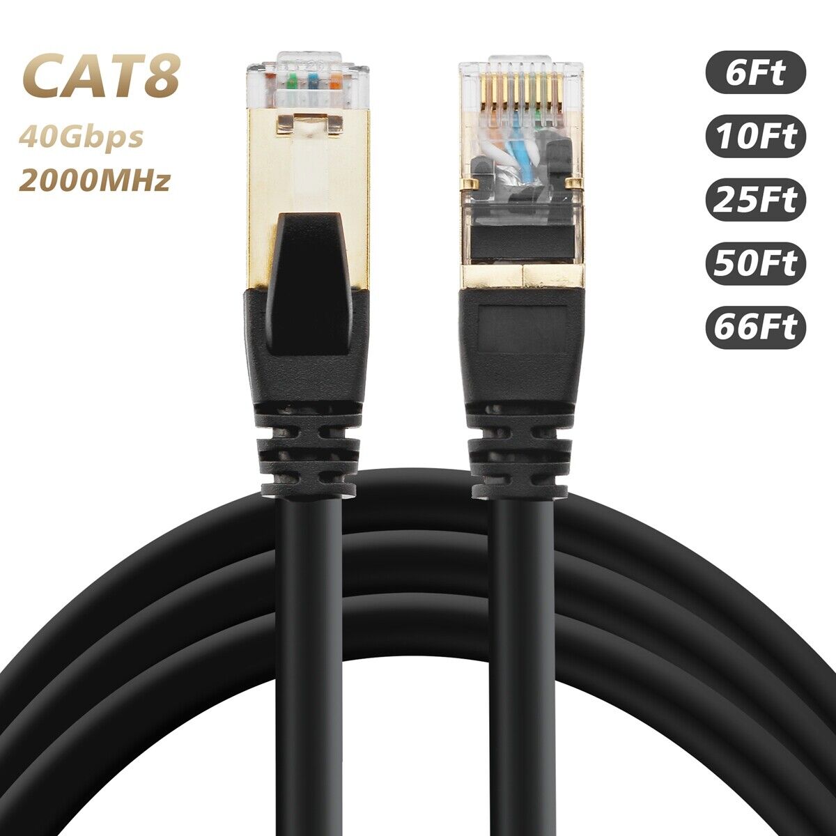 New CAT 8 Ethernet Cable 40Gbps 2000Mhz High Speed Gigabit SSTP LAN Network Lot