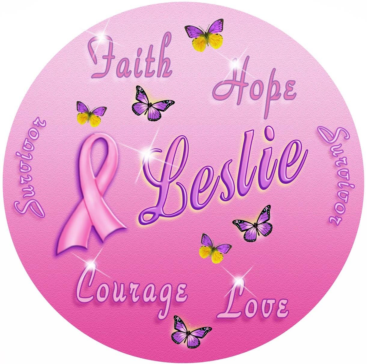 Breast Cancer Survivor Butterflies Round Mouse Pad Personalize Gifts Ladies Pink