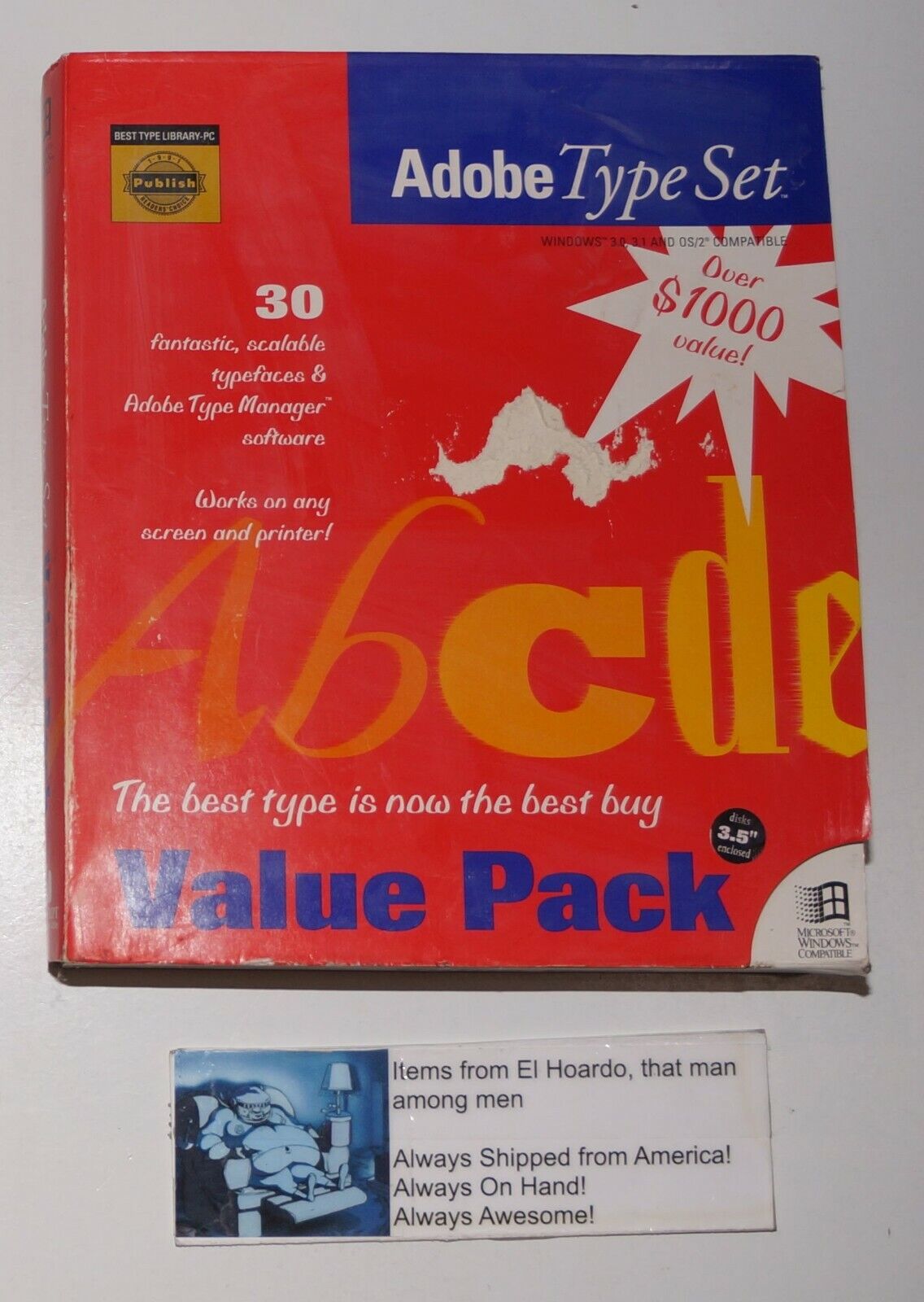 Adobe Type Set Value Pack for Windows 3.1 Complete in Box 