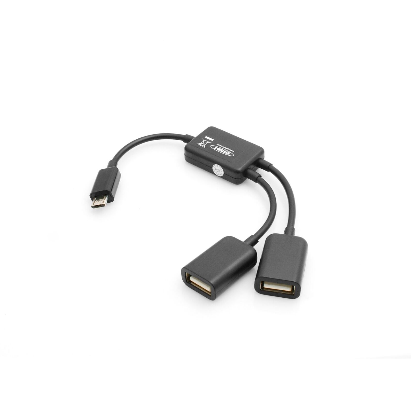 System-S USB 2.0 Micro-B (Male) Cable To 2X USB A (Female) Soft