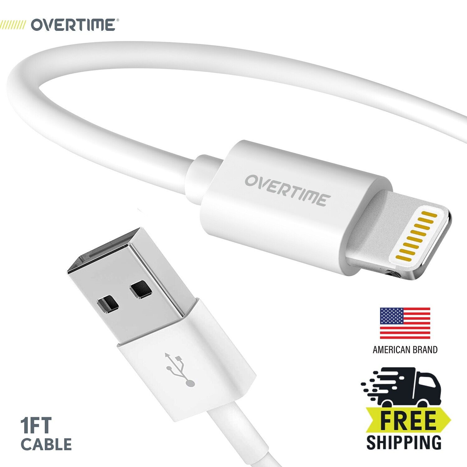 Overtime 1Ft Lightning to USB Mfi-Certified Cable For Iphone 14 13 12 11 X XR 8