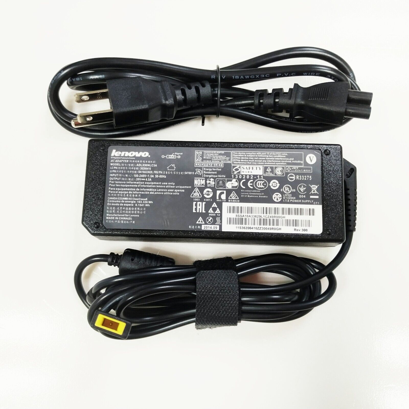 OEM 90W Lenovo ThinkPad T440P 20V 4.5A AC Adapter Charger Square Yellow SLIM TIP