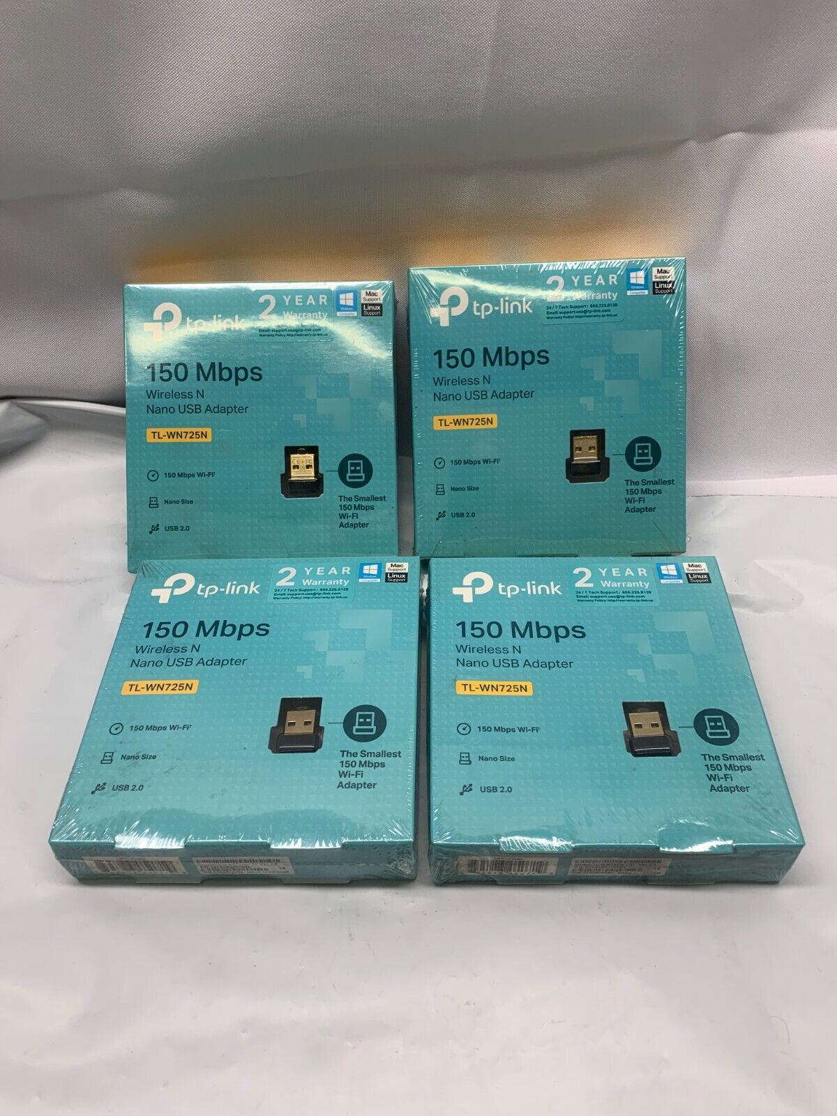 *LOT OF 4*TP-Link TL-WN725N (US) Ver 3.8 150Mbps Wireless N USB Adapter*New