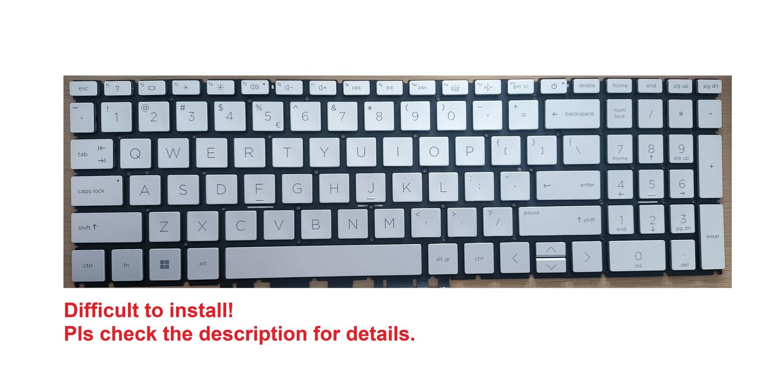 Original US Silver Backlit Keyboard for HP Pavilion 15-eg0065st
