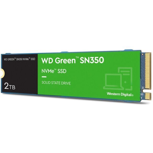 WD Green SN350 2TB M.2 PCIe NVMe SSD - Black/Green (WDS200T3G0C)