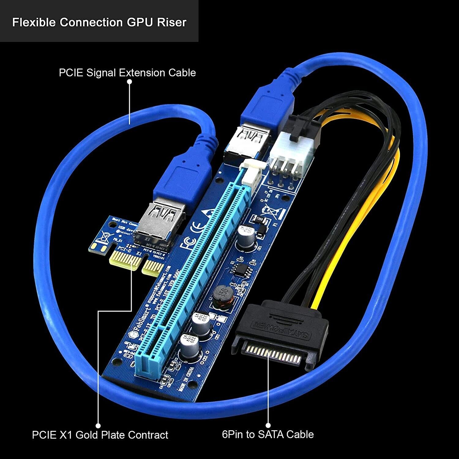 FebSmart PCI-E Riser VER006C Adapter Card X1 To X16