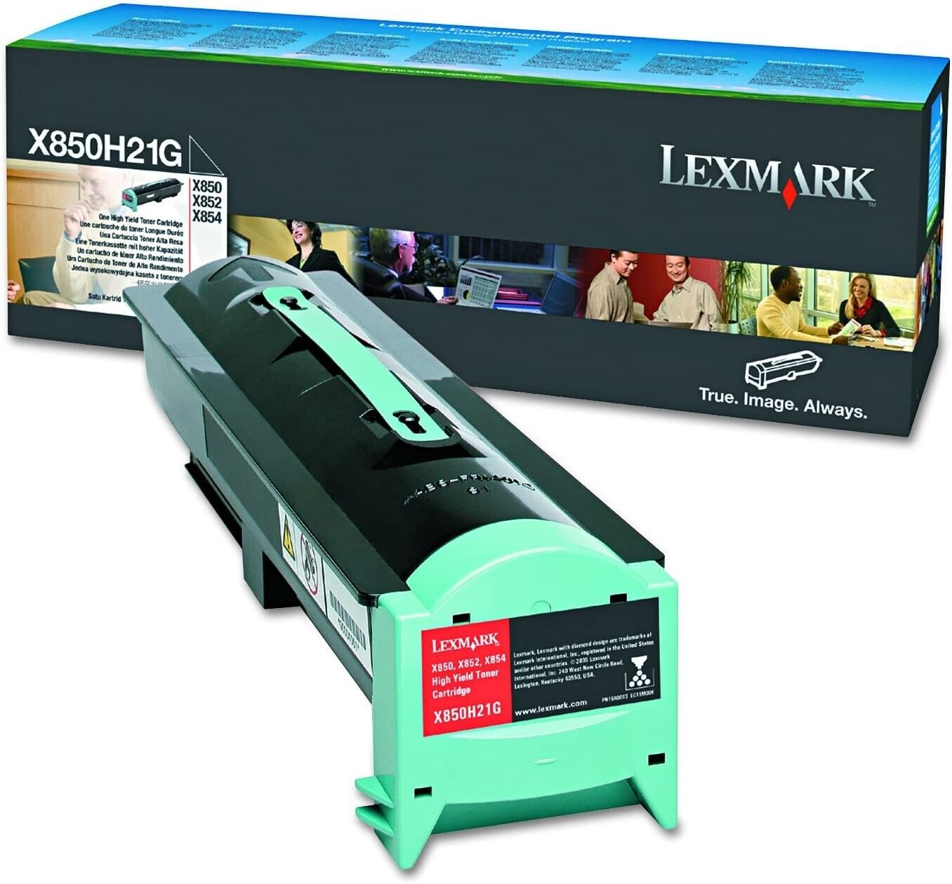 Lexmark X850H21G Black Toner Cartridge for Lexmark X-850e Series. opened.