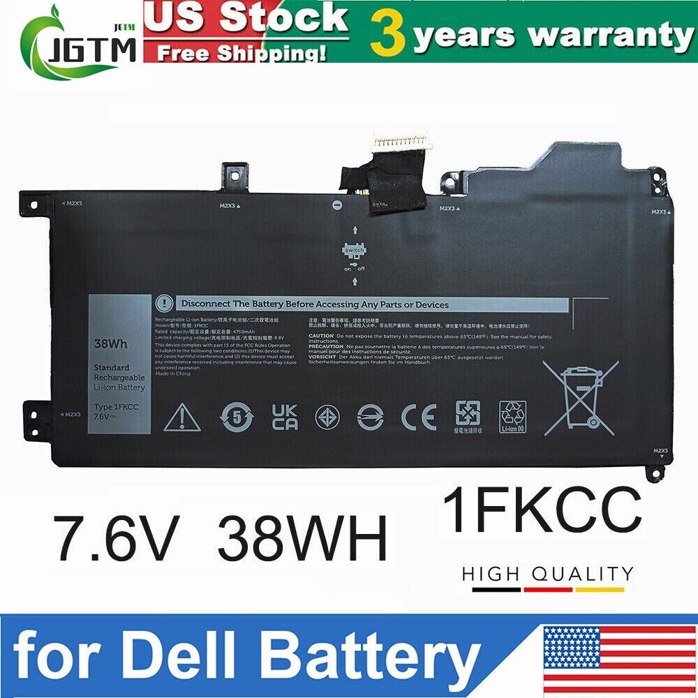 1FKCC Battery For Dell Latitude 7200 7210 2-IN-1 KWWW4 D9J00 9NTKM Series 38Wh