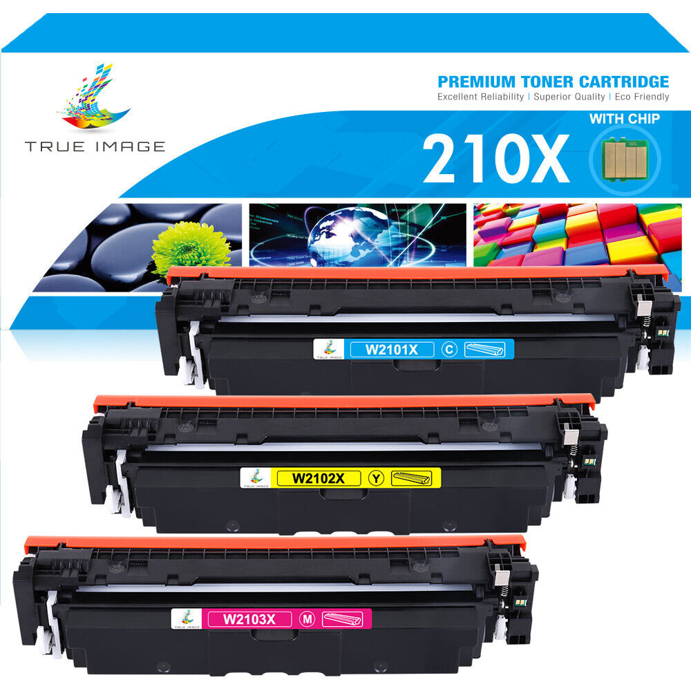 3x High Yield Color Toner Cartridge Compatible with HP 210X W2101X W2102X W2103X