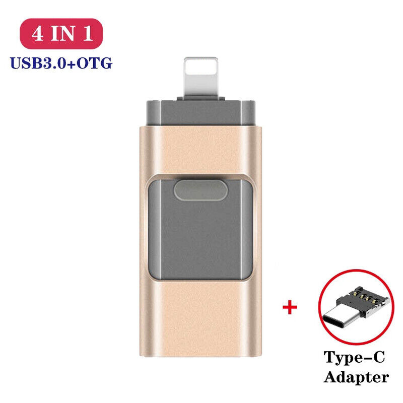 2TB USB 3.0 Flash Drive Memory Photo Stick for iPhone Android iPad Type C 4IN1