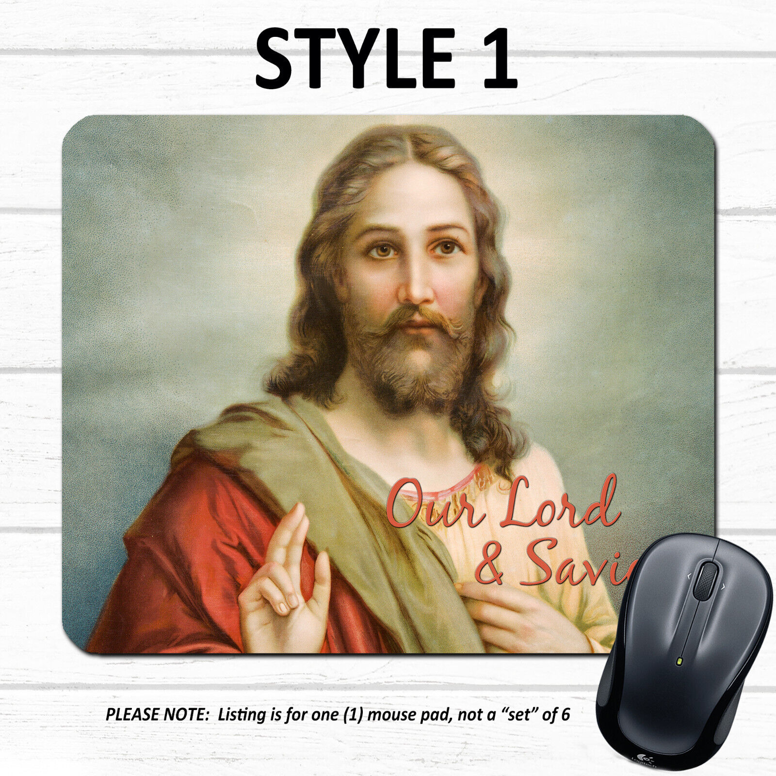Christian #1 - MOUSE PAD Jesus Christ Our Lord & Savior Portrait Religious Gift