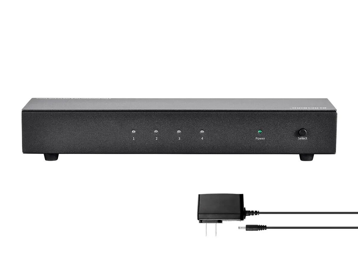MONOPRICE-36653 4K 4-port Display Port 1.2a & USB 2.0 KVM Switch - Black