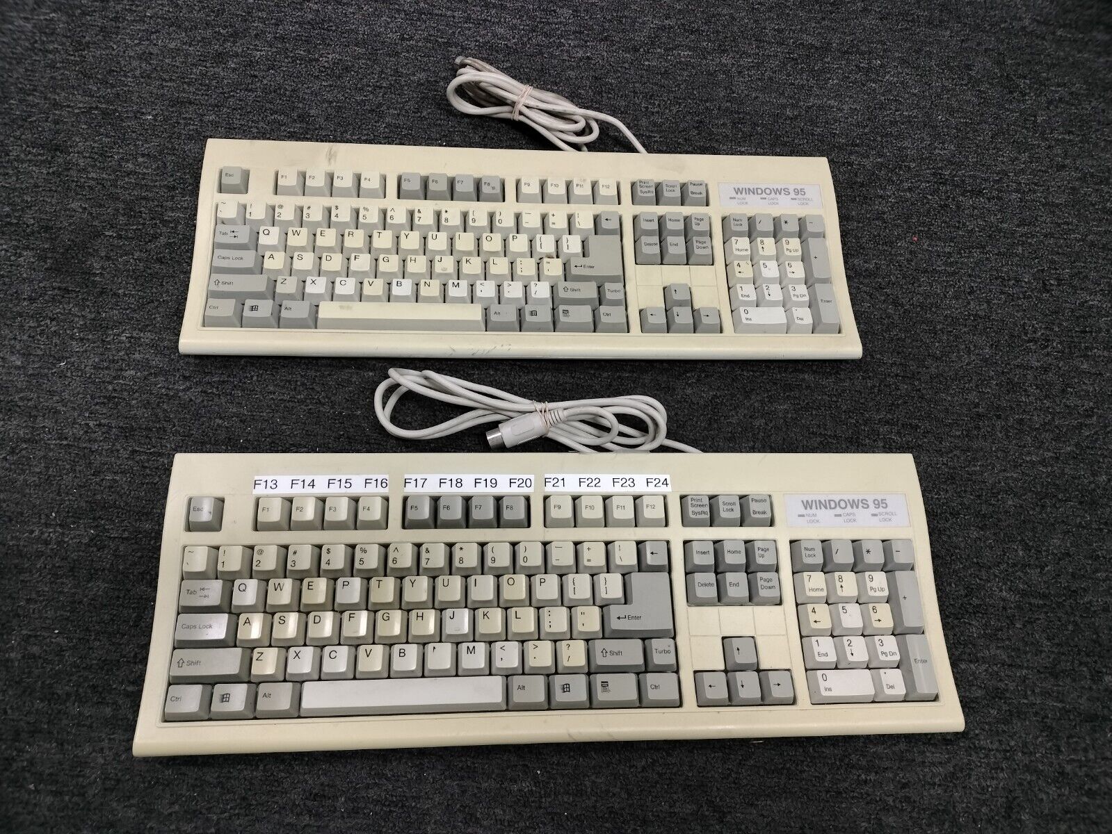 (LOT OF 2) Vintage Keyboard Windows 95 168 (KB-6868) PS/2 CONNECTION