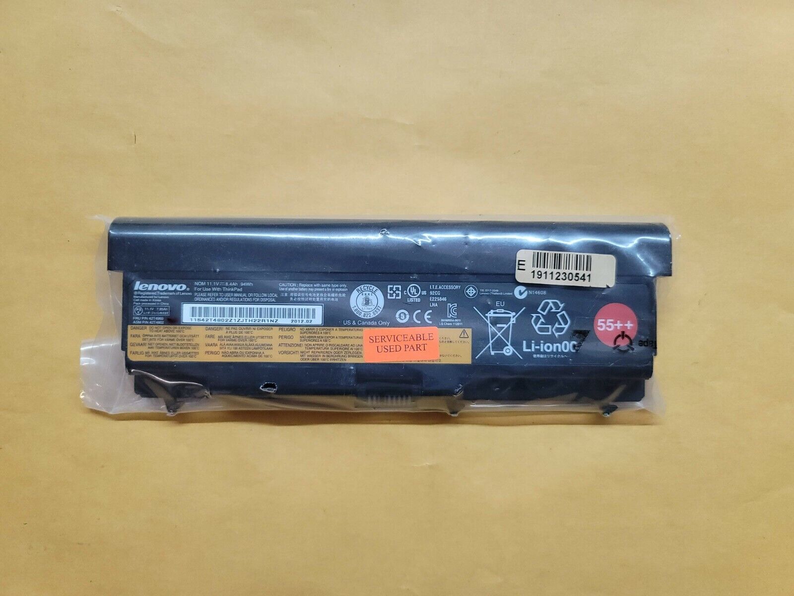 Genuine Lenovo Thinkpad 55++ 94WH 9-Cell Battery P/N 42T4801 42T4798 42T479