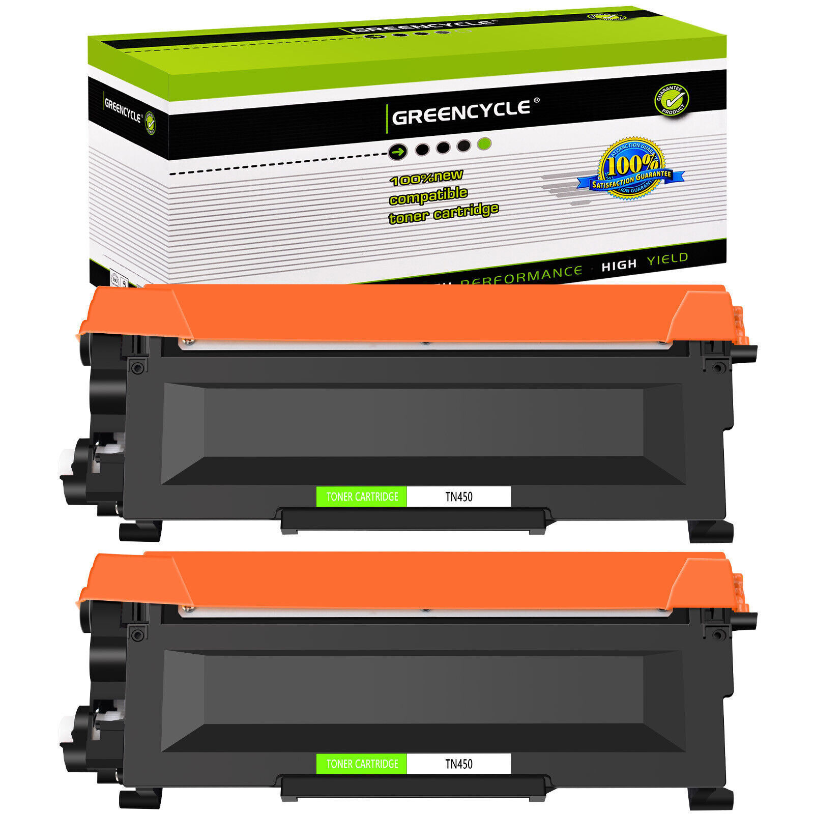 2PK Greencycle black Compatible Toner Cartridge for Brother TN450 TN420 MFC-7360