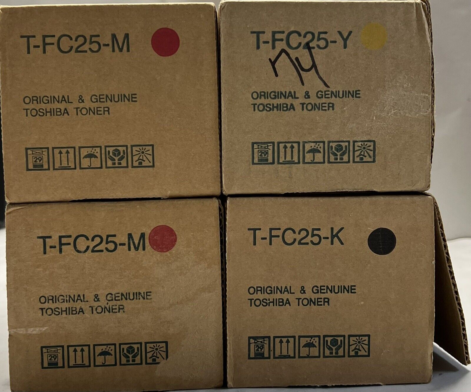 LOT OF 4 Toshiba 1x T-FC25-K, 2x T-FC25-M,  1x T-FC25-Y, Toner *SET OF 4*