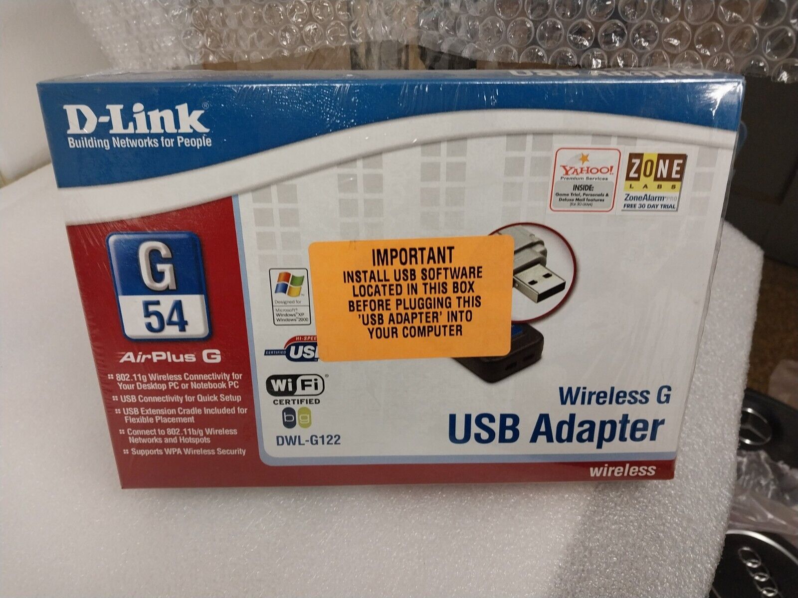 D-Link DWL-G122 Wireless G USB Adapter *New Unused*