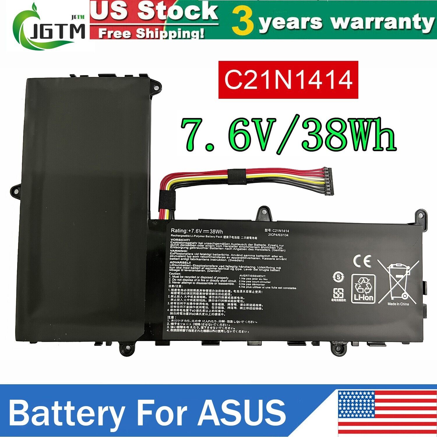 C21N1414 Battery 38Wh For ASUS EeeBook X205T X205TA X205TA-BING-FD015B X205TA373