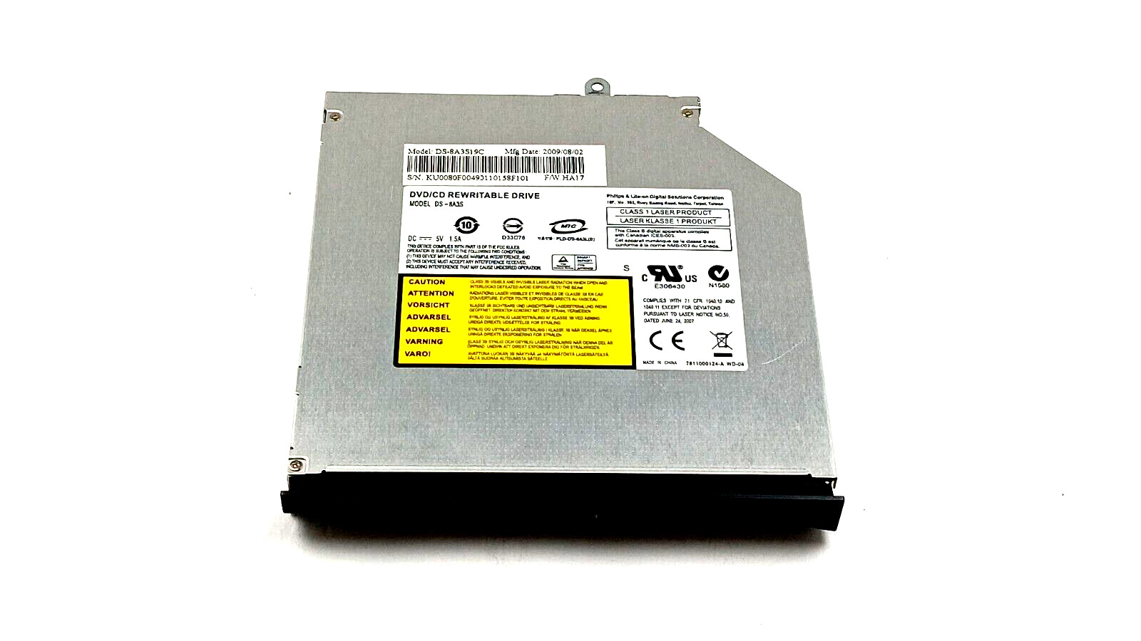 PHILIPS Model. DS-8A3S19C DVD/CD Internal Laptop Rewritable SATA Drive