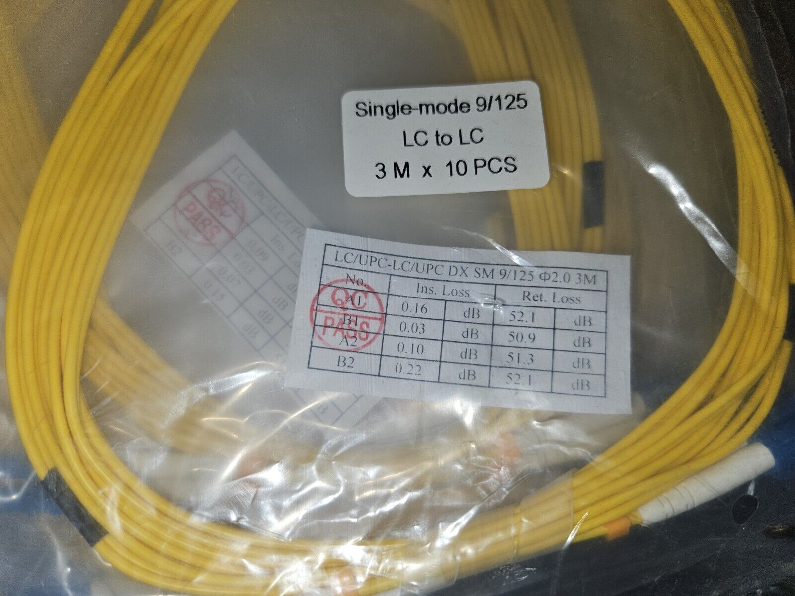 3M LC to LC Duplex 9/125 Single Mode Fiber Optic Optical Patch Cable Cord Yellow