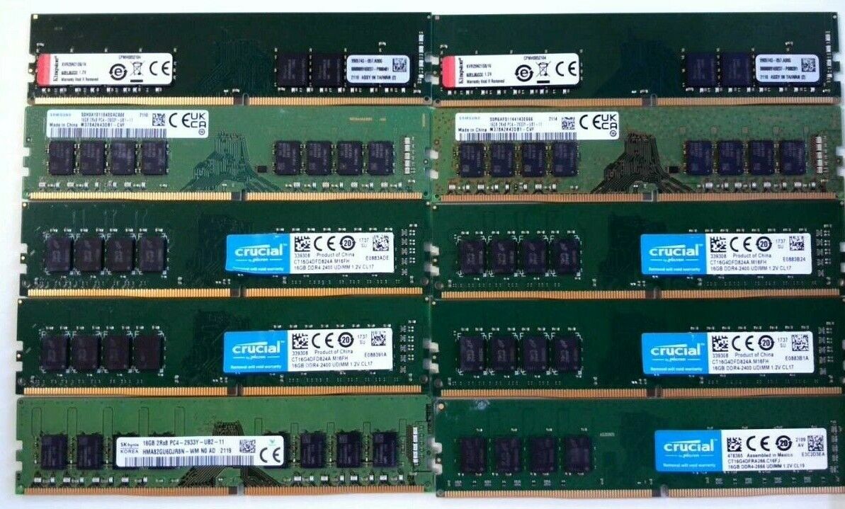 [ BULK LOT OF 10 ] 16GB DDR4 Desktop RAM SAMSUNG, HYNIX etc. (10x)