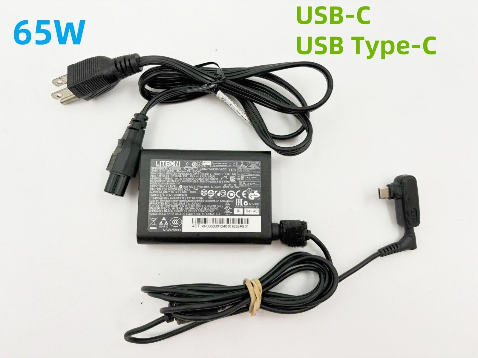 Lot of 10 LITEON Genuine 65W USB C USB Type C Adapter for Lenovo ThinkPad T480