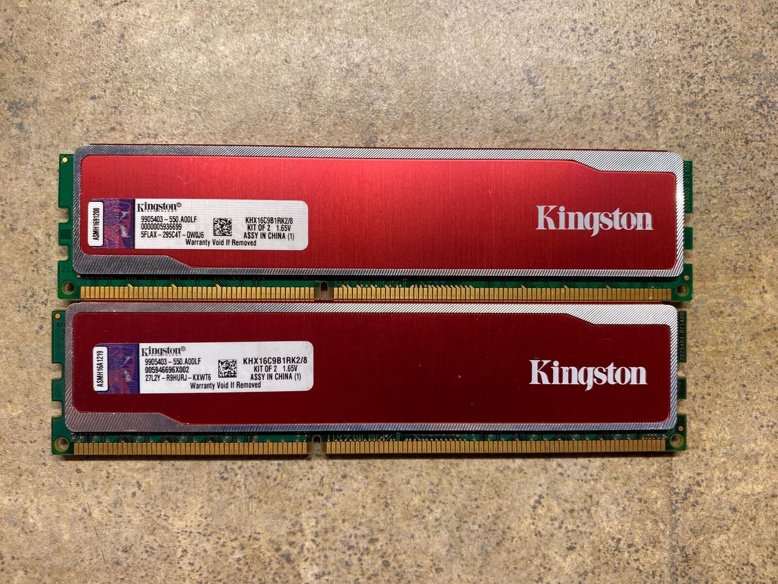 LOT 2 4GB KINGSTON HYPERX RED KHX16C9B1RK2/8 DDR3-1600  RAM W3-1