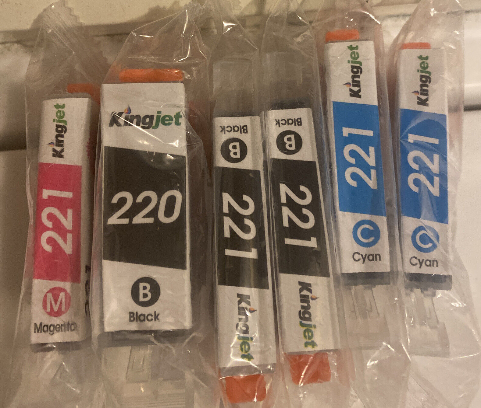 6 Pack,  Canon Compatible Ink Cartridges - KingJet 220/221,   Same as Picture.