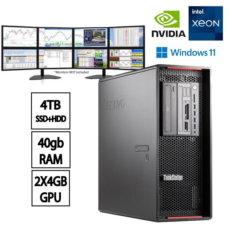 Trading Computer 8 monitor XEON E5 MaxT3.80GHz 40GB RAM 4TBSSD+HDD DESKTOP WIN11