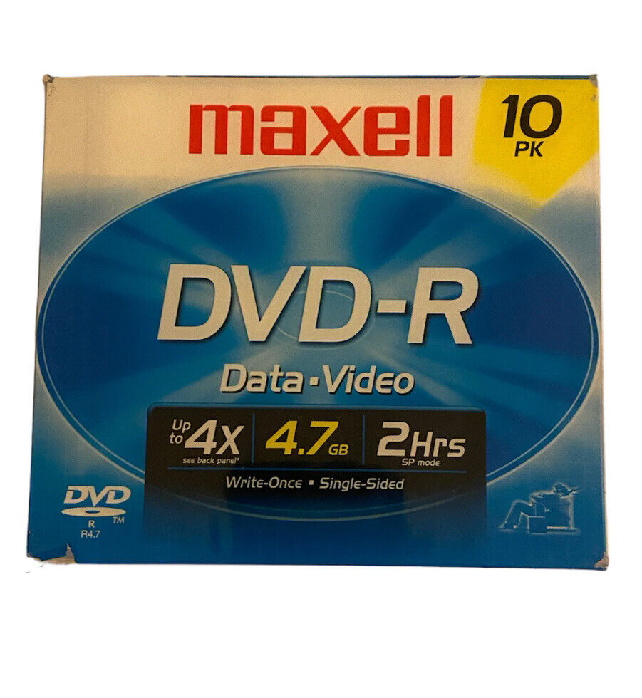 MAXELL DVD-R DATA VIDEO 10 PACK NEW SEALED 4.7 GB 16X MAX 120 MINUTES SP MODE
