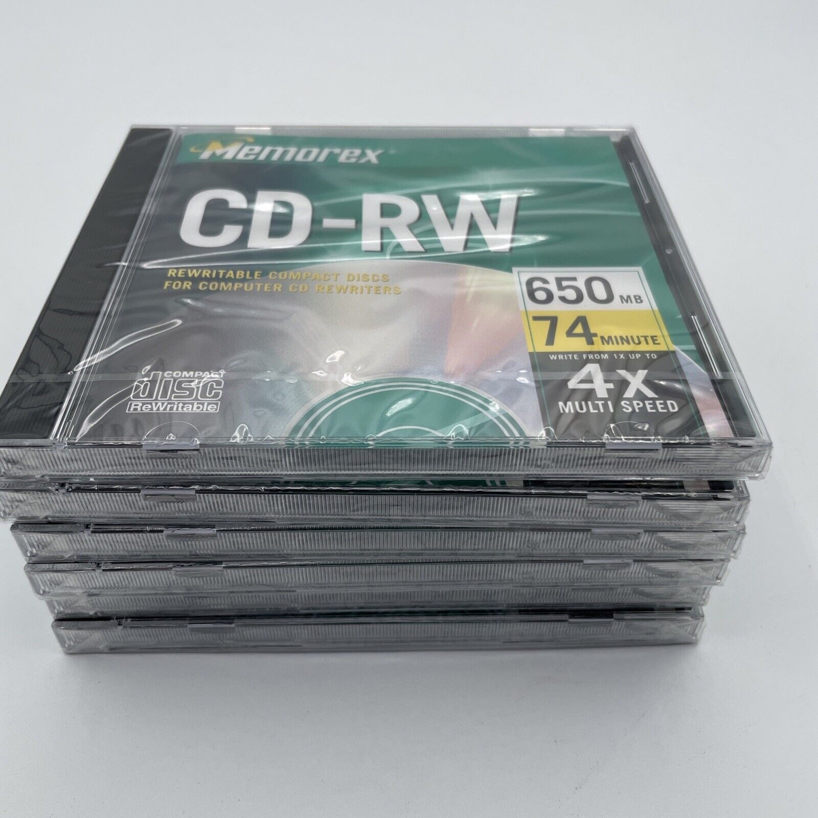 Memorex 6 Pack CD-RW Platinum 650 MB 74 Min 2X 4X Write Speed + (6) Sony disc