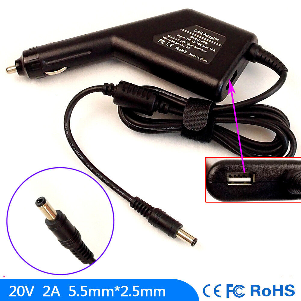 Laptop DC Adapter Car Charger USB Power for Lenovo 36001806 36001809