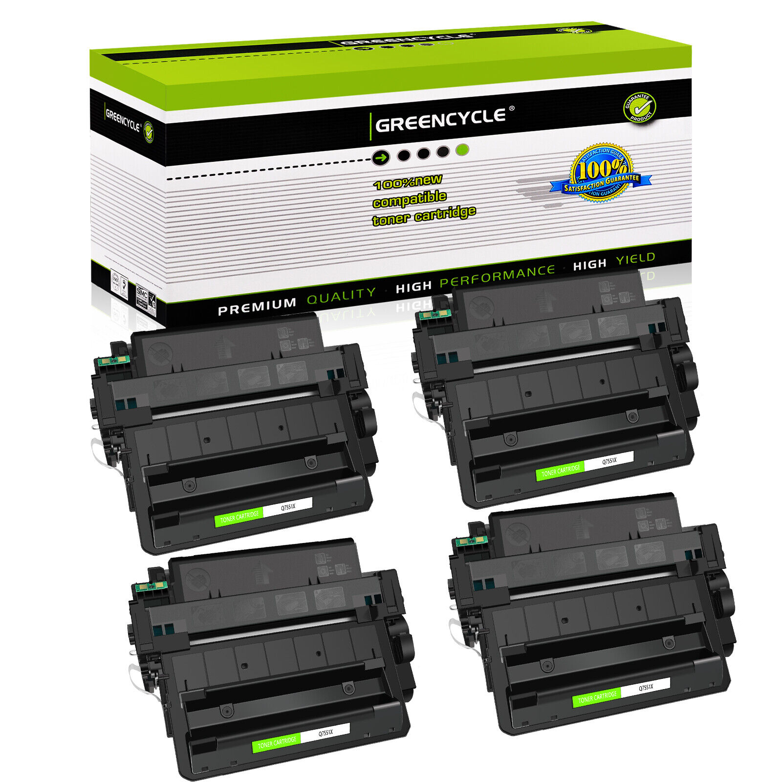 4 Pack Toner Cartridge fit for HP Q7551X 51X Laserjet P3005 P3005N M3027 Printer